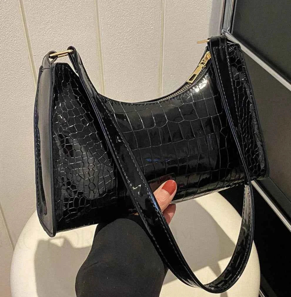 Crocodile Texture Handbag for Women Maroon